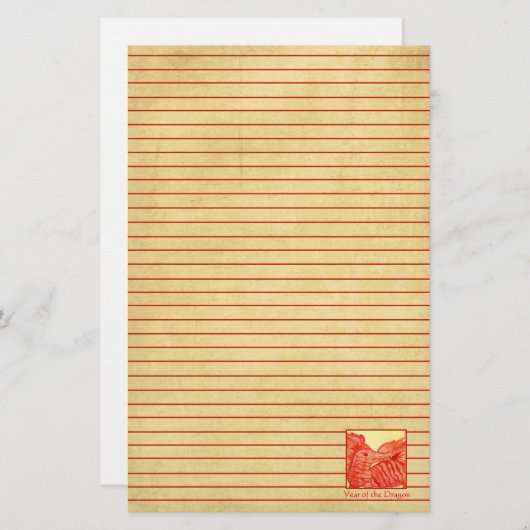 Jahr des Drachen Chinesisch Neujahr rot Lined Briefpapier (Vorne/Hinten)