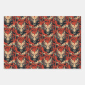 Jahr des Drachen Chinesisch Rot und Grün Geschenkpapier Set (Vorderseite)