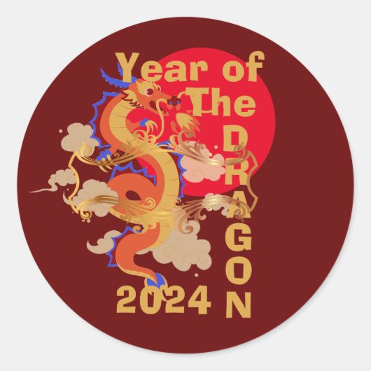 Jahr des Drachen Chinesisches neues Jahr 2024 Runder Aufkleber (Vorderseite)