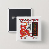 Jahr des Drachen - Chinesisches Neujahr Button (Vorne & Hinten)