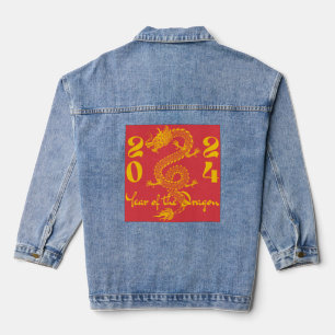 Jahr des Drachen Gold Jeansjacke