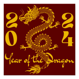 Jahr des Drachen Gold Poster