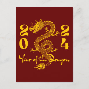 Jahr des Drachen Gold Postkarte