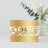 Jahr des Drachen, Goldener Drache Postkarte (Stehend Vorderseite)