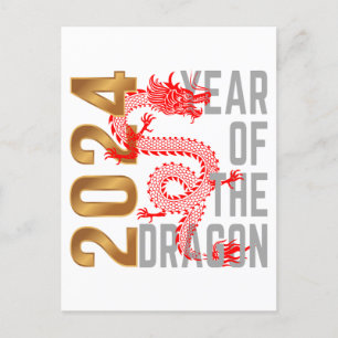 Jahr des Drachen Jahr 2024 Chinesischer Horoskop Postkarte