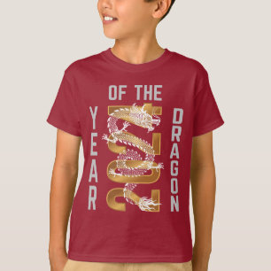 Jahr des Drachen Jahr 2024 Weiß Grau Gold T-Shirt