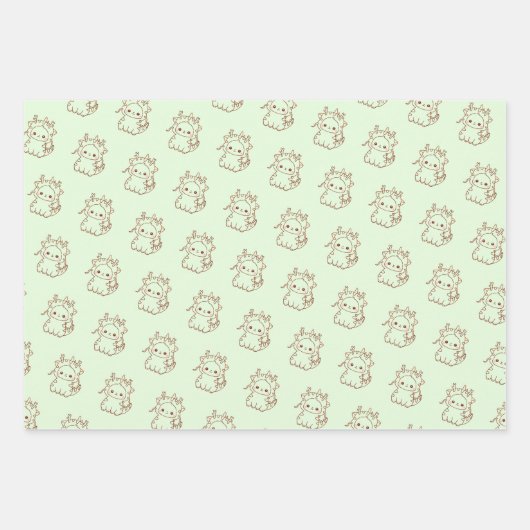 Jahr des Drachen Kawaii Mochi Niedlich Kawaii Geschenkpapier Set (Vorderseite 2)