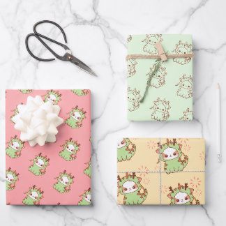 Jahr des Drachen Kawaii Mochi Niedlich Kawaii Geschenkpapier Set