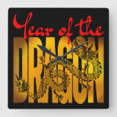 Jahr des Drachen Quadratische Wanduhr (Vorderseite)