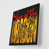 Jahr des Drachen Quadratische Wanduhr (Winkel)