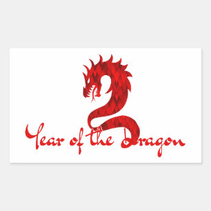 JAHR DES DRACHEN RECHTECKIGER AUFKLEBER
