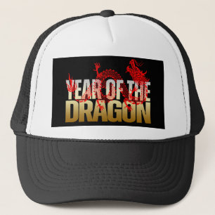JAHR DES DRACHEN ROT GOLD TRUCKERKAPPE