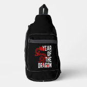 Jahr des Drachen rot weiß Crossbody Bag (Vorderseite)