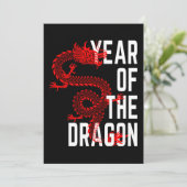 Jahr des Drachen rot weiß Einladung (Stehend Vorderseite)