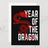 Jahr des Drachen rot weiß Einladung (Vorne/Hinten)