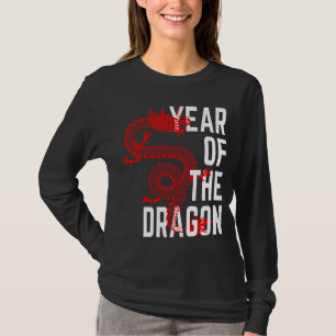 Jahr des Drachen rot weiß T-Shirt