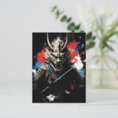 Jahr des Drachen Samurai Postkarte (Stehend Vorderseite)