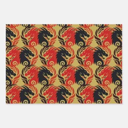 Jahr des Drachendesigns Geschenkpapier Set (Vorderseite 3)
