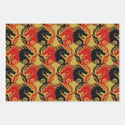 Jahr des Drachendesigns Geschenkpapier Set (Vorderseite)