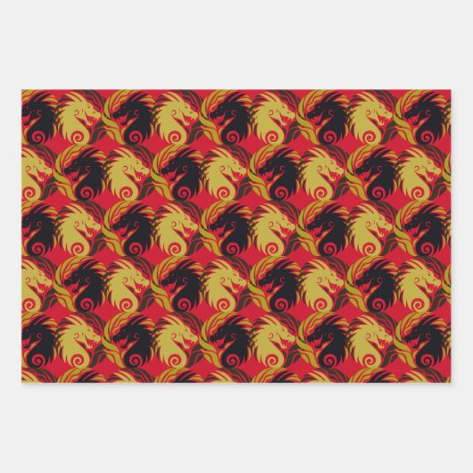Jahr des Drachendesigns Geschenkpapier Set (Vorderseite)