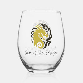 Jahr des Drachendesigns Stemless Wine Glass Weinglas Ohne Stiel