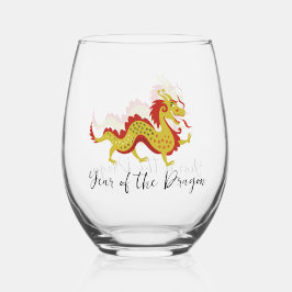 Jahr des Drachendesigns Stemless Wine Glass Weinglas Ohne Stiel