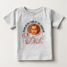 Jahr des Dragon Baby Foto mit Namen Baby T-shirt