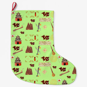 Jahr des Dragon Chinese Liebites Music Luck Großer Weihnachtsstrumpf