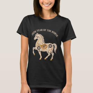 Jahr des Feuerpferds 2026 Festliches Chinesisches T-Shirt