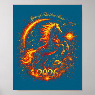 Jahr des Feuerpferds 2026 Lunar Chinesisches Neuja Poster