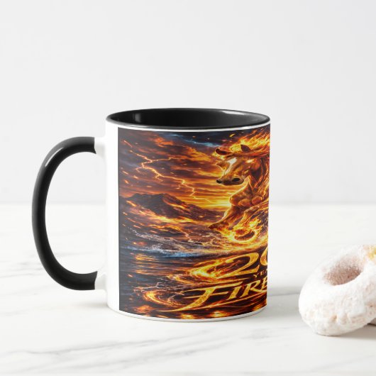 Jahr des Feuerpferds 2026 Tasse (Mit Donut)