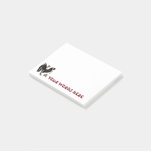 Jahr des Hahns Retro Post-it Klebezettel (angewinkelt)