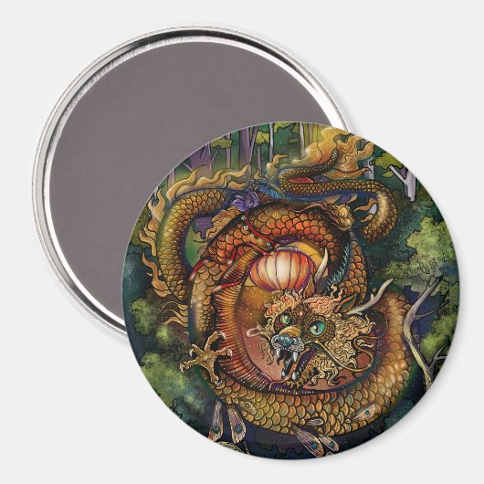 Jahr des Holzdrachen 2024 Magnet (Vorderseite/Rückseite)