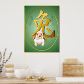 Jahr des Kaninchen-Oval-Posters Poster (Küche)