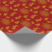 Jahr des Kaninchenrotes und goldenes Mandala-Muste Geschenkpapier (Ecke)