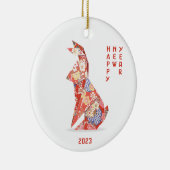 Jahr des Kaninchens 2023 Keramik Ornament (Rechts)