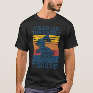 Jahr des Kaninchens 2023 Retro Sonnenuntergang Chi T-Shirt