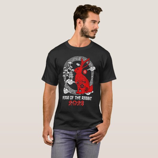 Jahr des Kaninchens 2023 Zodiac Horoskop Chinesisc T-Shirt (Vorne ganz)