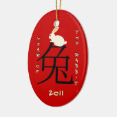Jahr des Kaninchens Chinesisches Neujahr 2011 Keramik Ornament (Links)