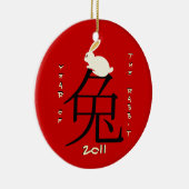 Jahr des Kaninchens Chinesisches Neujahr 2011 Keramik Ornament (Rechts)