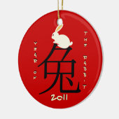 Jahr des Kaninchens Chinesisches Neujahr 2011 Keramik Ornament (Links)