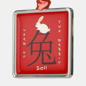 Jahr des Kaninchens Chinesisches Neujahr 2011 Ornament Aus Metall (Links)