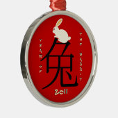 Jahr des Kaninchens Chinesisches Neujahr 2011 Silbernes Ornament (Rechts)