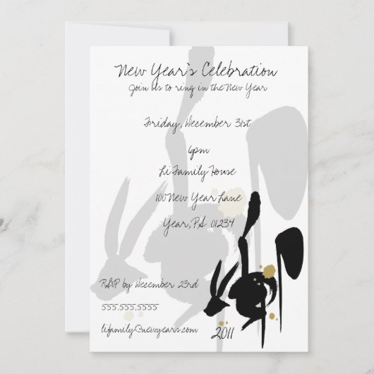 Jahr des Kaninchens Einladung (Vorderseite)