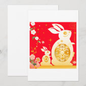 Jahr des Kaninchens Feiertagskarte (Vorne/Hinten)