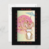 Jahr des Kaninchens Feiertagspostkarte (Vorne/Hinten)