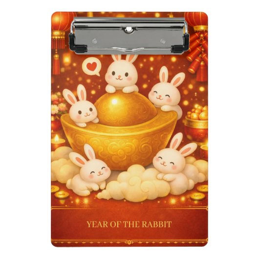 Jahr des Kaninchens Mini Klemmbrett (Vorderseite)