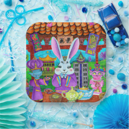 Jahr des Kaninchens Pappteller