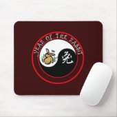 Jahr des Kaninchens - Yinyang (weißer Text) Mousepad (Mit Mouse)