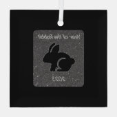 Jahr des Kaninchenschwarzen Glitzer Ornament Aus Glas (Rückseite)